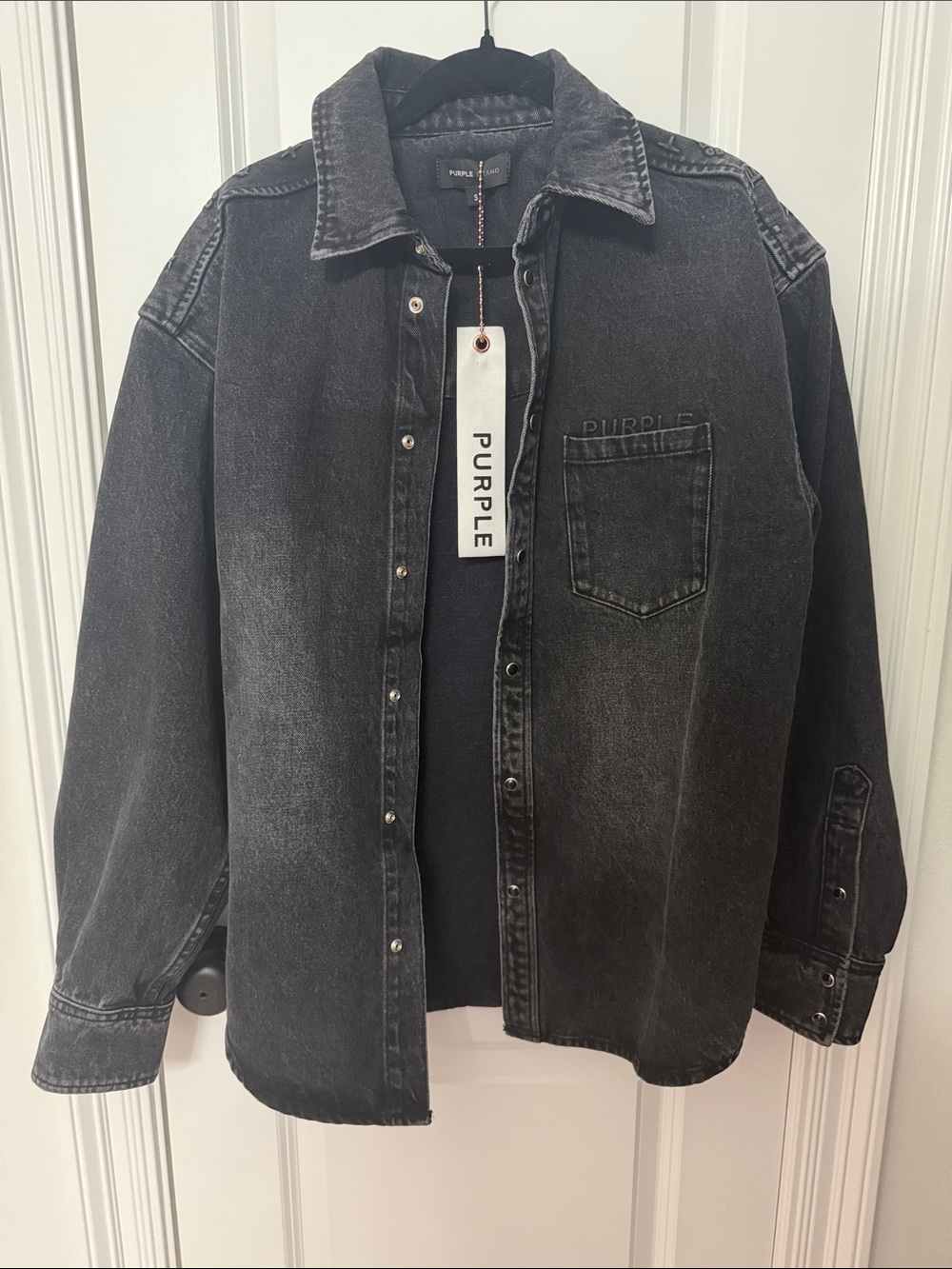 Purple Brand Black Washed Denim Jacket - Men’s Oversized Shirt Jacket